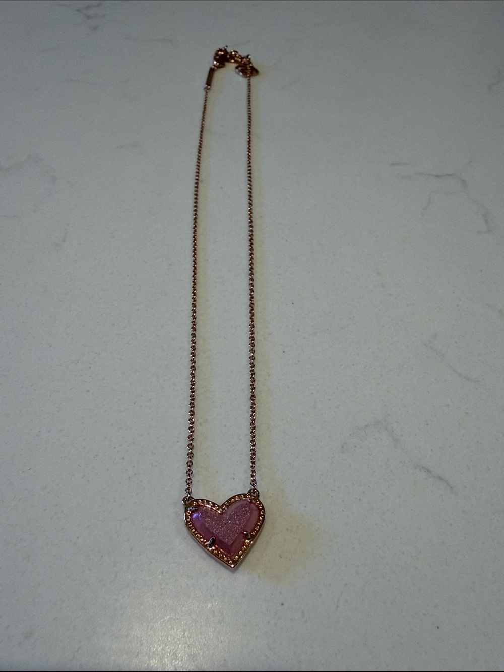 Kendra Scott Pink Heart Pendant Necklace in Rose Gold